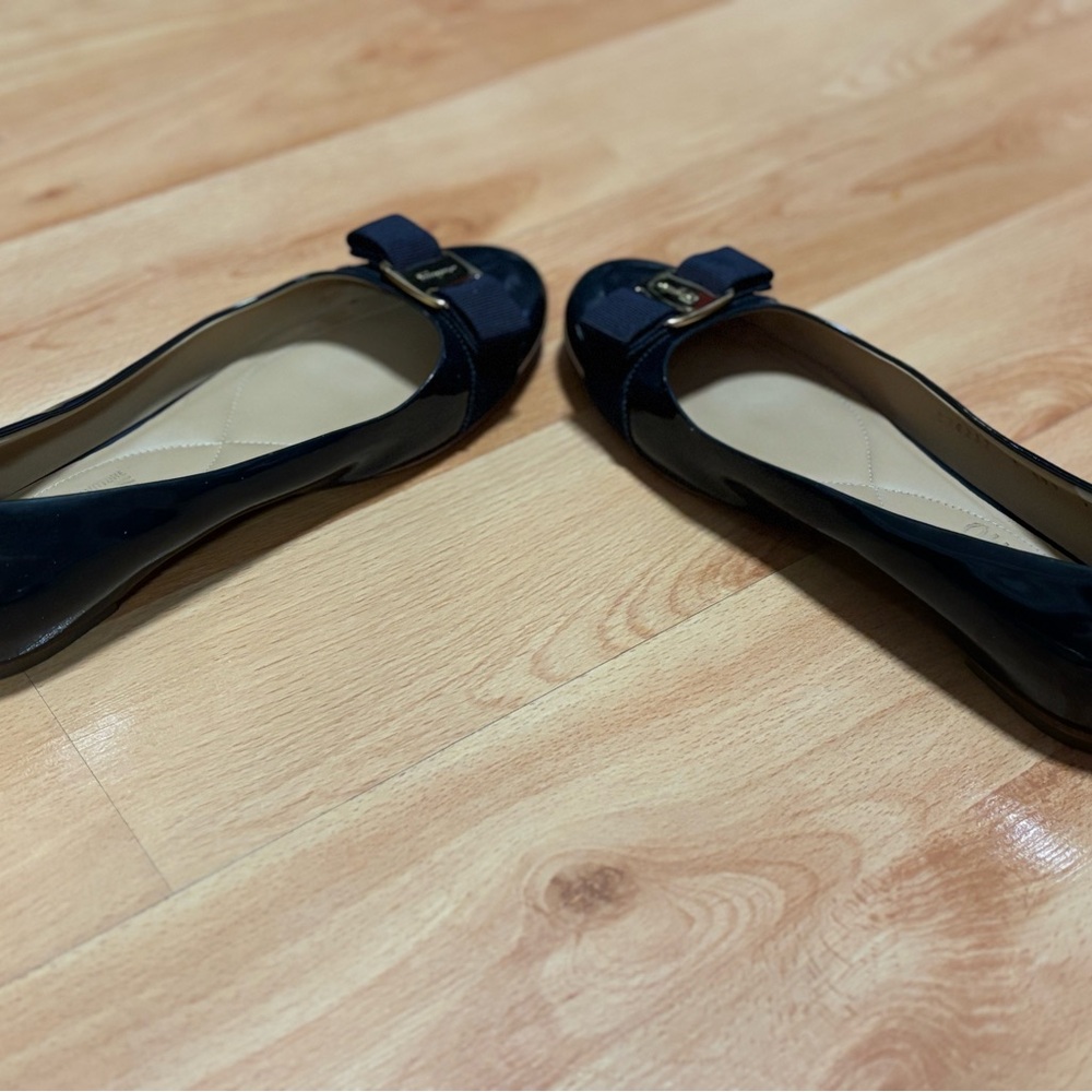 Salvatore Ferragamo navy Patent Ballet Flats - Picture 10 of 10